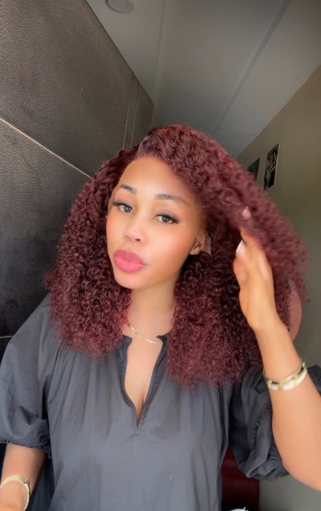 Burgundy pixie curls