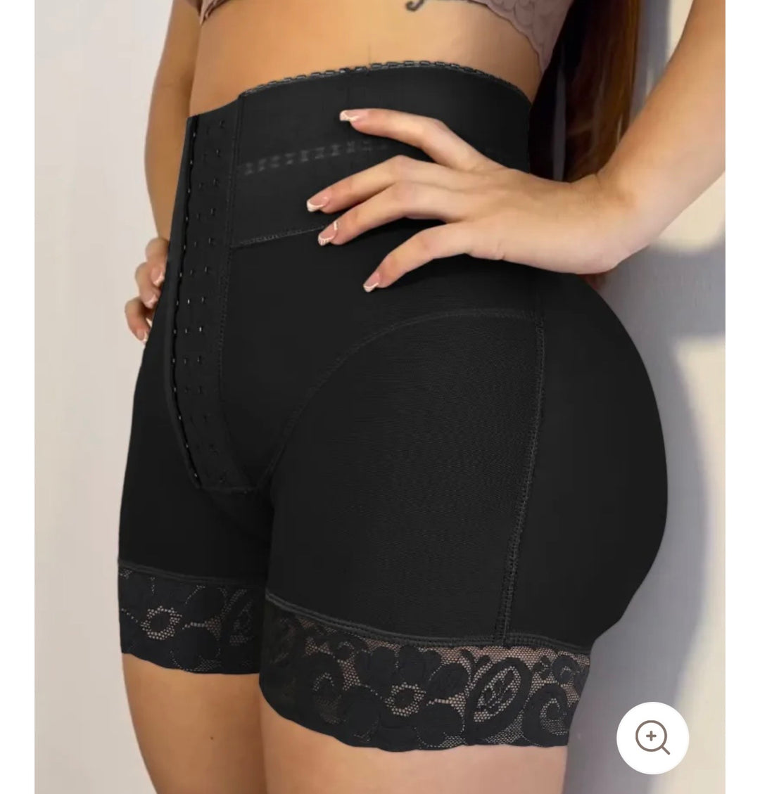 Lace Stitching Butt Lifting Slimmer Front Buckle Shaping Shorts