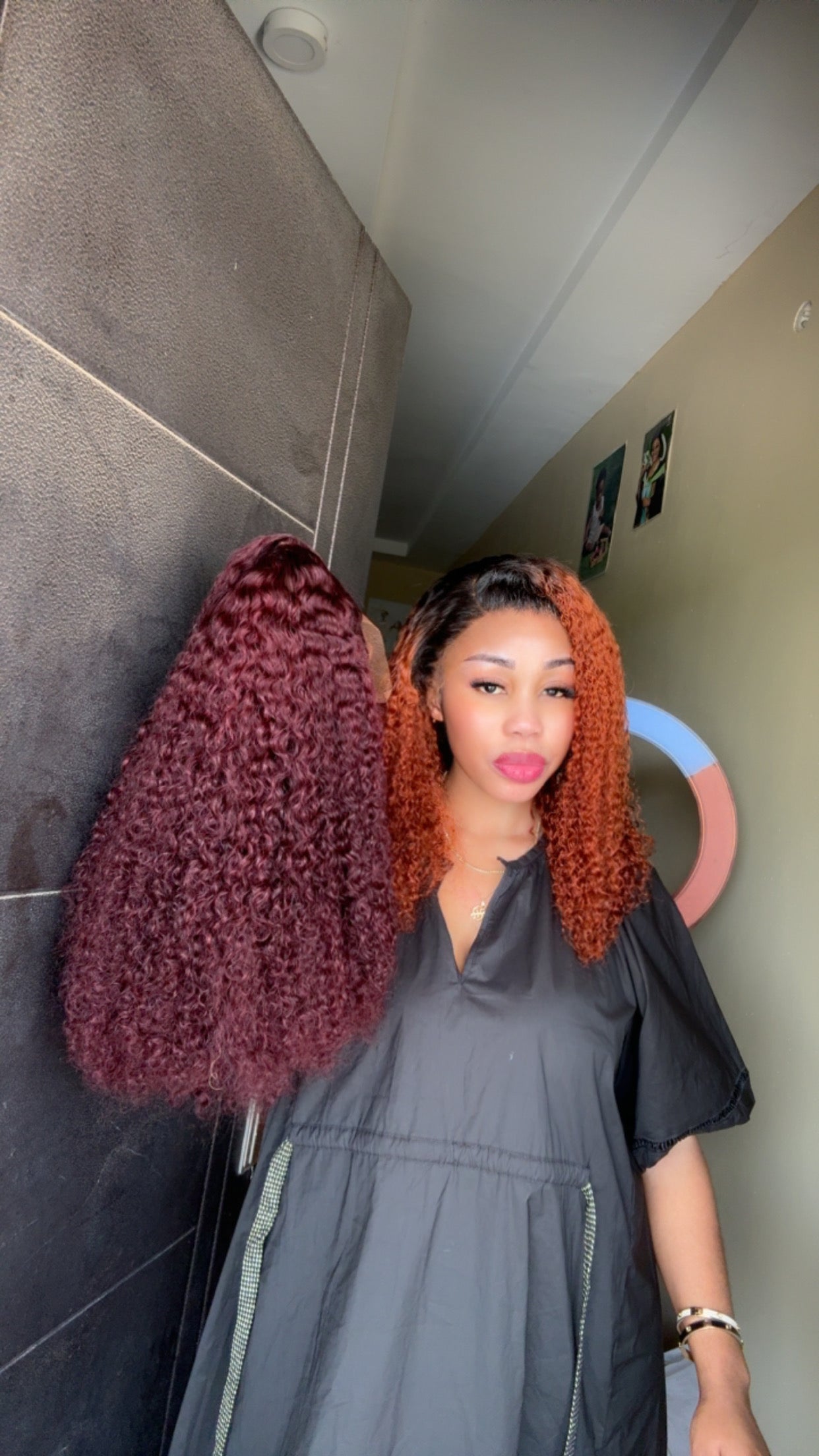 Burgundy pixie curls