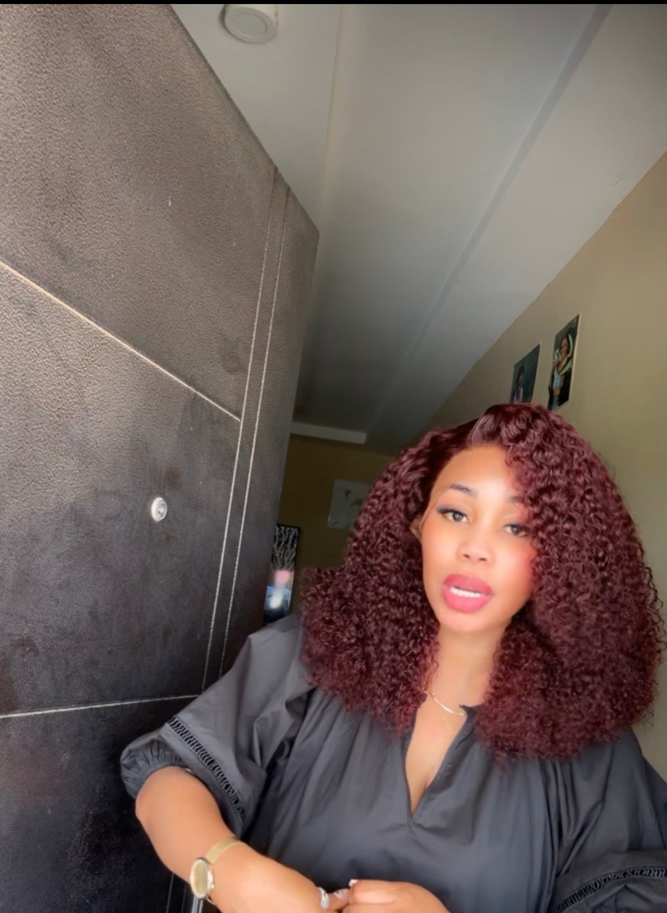 Burgundy pixie curls