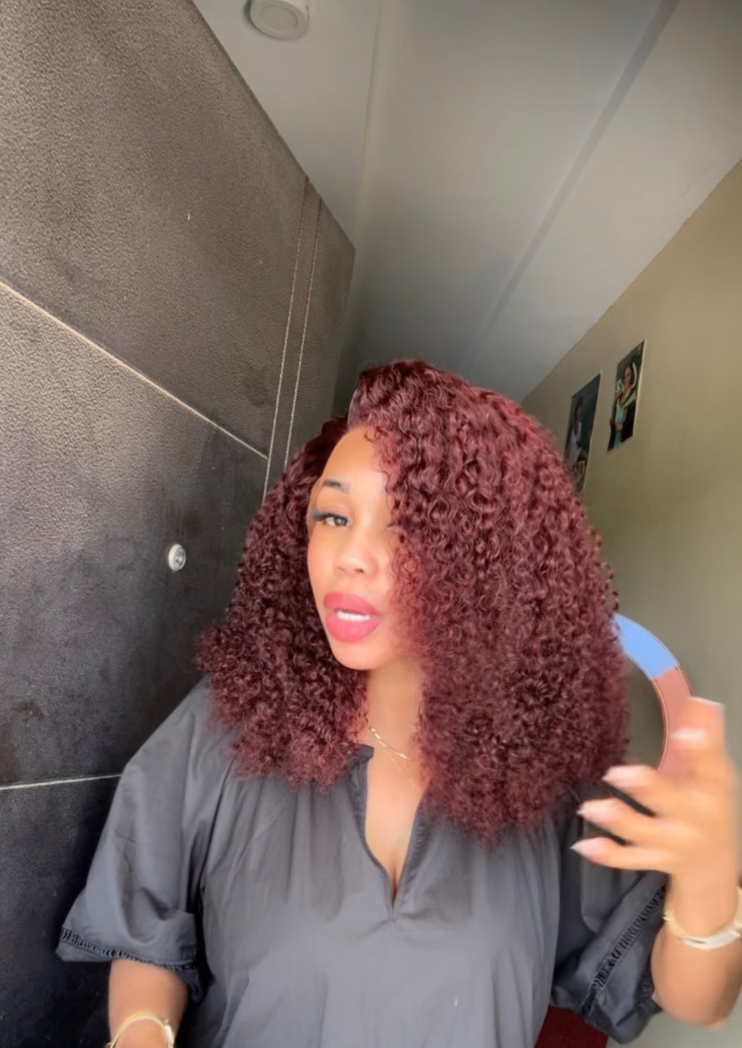 Burgundy pixie curls